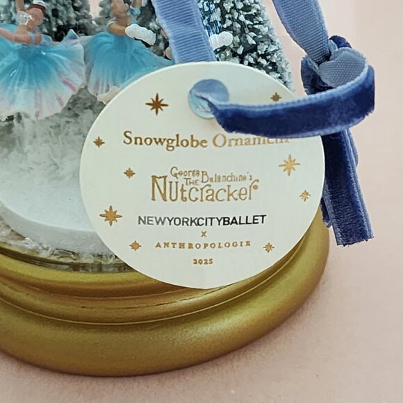 Anthropologie New York City Ballet Glass Snowglobe Ornament Snowflakes  NWT - Picture 6 of 9